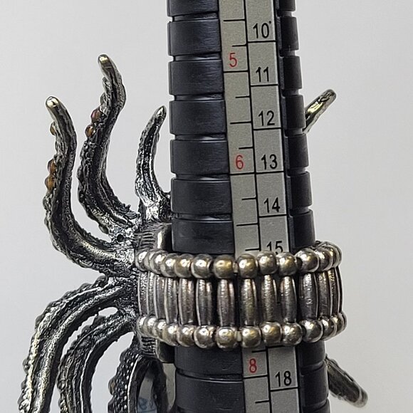 SPIDER Tarantula Pink Crystals Stretch Band Large Spider Charm Ring - Picture 6 of 12